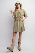 Load image into Gallery viewer, Easel Peace Patch Washed Cotton Jersey Tunic Dress
