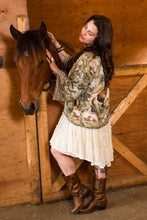 Load image into Gallery viewer, Market of Stars Born to Run Pixie Duster Crop Kimono w/ Horse &amp; Flower Print
