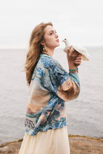 Load image into Gallery viewer, Market of Stars Peace Out Cropped Kimono Pixie Duster with Doves and Sunrise
