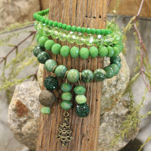 Load image into Gallery viewer, The Primitive Peddler Lighting Up The Christmas Tree Green Bracelet Set
