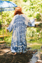 Load image into Gallery viewer, Market of Stars Let The Light In Opera Duster Kimono Robe Blue Delft Toile 

