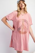 Load image into Gallery viewer, Easel Peace Patch Washed Cotton Jersey Tunic Dress
