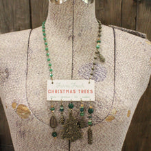 Load image into Gallery viewer, The Primitive Peddler Pine Forest Christmas Tree Patch Charm&#39;d Necklace
