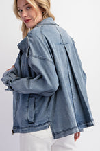 Load image into Gallery viewer, Easel Washed Denim Zip Up Front Jacket
