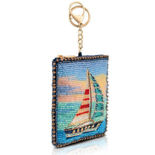 Load image into Gallery viewer, Mary Frances Yacht Life Blue Sailboat Coin Purse
