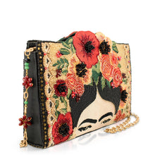 Load image into Gallery viewer, Mary Frances Icon Frida Kahlo with Flower Headpiece Crossbody Handbag
