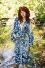 Load image into Gallery viewer, Market of Stars Let The Light In Opera Duster Kimono Robe Blue Delft Toile 
