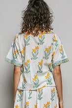 Load image into Gallery viewer, Pol Clothing Floral Pattern V-Neck Short Sleeve Roomy Fit Top
