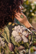 Load image into Gallery viewer, Market of Stars Fleur De Lune Pixie Duster Crop Kimono w/ Florals &amp; Bees
