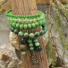 Load image into Gallery viewer, The Primitive Peddler Lighting Up The Christmas Tree Green Bracelet Set
