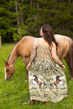 Load image into Gallery viewer, Market of Stars Born To Run Bohéme Long Maxi Slip Dress w/ Horse &amp; Plaid
