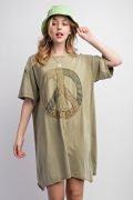 Load image into Gallery viewer, Easel Peace Patch Washed Cotton Jersey Tunic Dress
