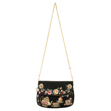 Load image into Gallery viewer, Mary Frances Tea Time Black And Gold Fairytale Beaded Crossbody Handbag
