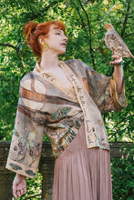 Load image into Gallery viewer, Market of Stars Lovelight Pixie Cropped Kimono w/ woodland swallow &amp; stars
