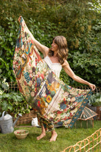 Load image into Gallery viewer, Market of Stars Stay Gold Scarf with Rabbits, Bees and Flowers.
