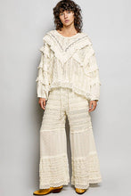 Load image into Gallery viewer, Pol Clothing Eyelet Ruffle Raw Edge Trim Lace Solid Knit Top

