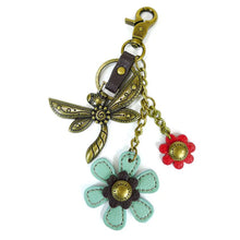 Load image into Gallery viewer, Chala Metal Charming Keychain Dragonfly &amp; Flower
