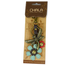 Load image into Gallery viewer, Chala Metal Charming Keychain Dragonfly &amp; Flower
