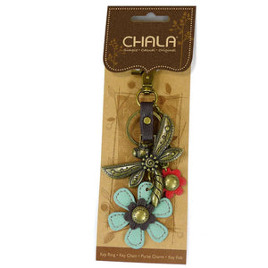 Chala Metal Charming Keychain Dragonfly & Flower