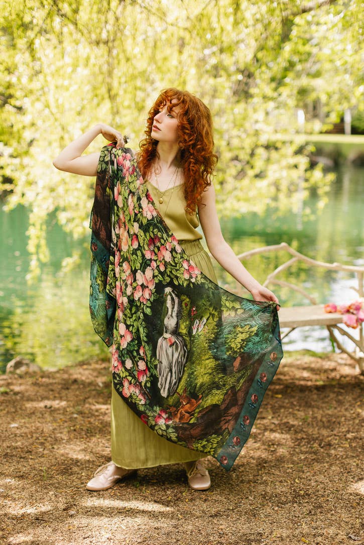 Ahsan Rab Rab Colony Market of Stars The Daydreamer Scarf with Sleeping Beauty, Roses & Rab ...