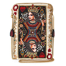 Load image into Gallery viewer, Mary Frances The Queen Beaded Queen Playing Card Mini Crossbody Clutch!
