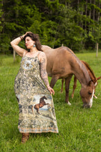 Load image into Gallery viewer, Market of Stars Born To Run Bohéme Long Maxi Slip Dress w/ Horse &amp; Plaid
