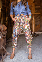 Load image into Gallery viewer, Market of Stars Love Language Linen Cropped Artist Pant w/ Flowers
