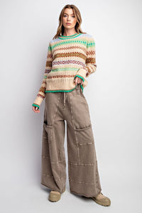 Easel Mineral Washed Terry Knit Cargo Sweatpants