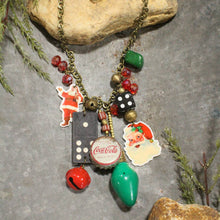 Load image into Gallery viewer, The Primitive Peddler Vintage Coca Cola Santa &amp; More Charm'd Necklace
