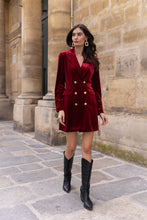 Load image into Gallery viewer, CHOKLATE PARIS Velvet Dress Jacket with Gold Buttons

