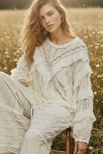 Load image into Gallery viewer, Pol Clothing Eyelet Ruffle Raw Edge Trim Lace Solid Knit Top
