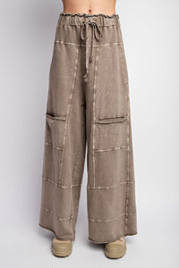 Easel Mineral Washed Terry Knit Cargo Sweatpants