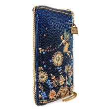 Load image into Gallery viewer, Mary Frances Fairy Dust and Floral Blue Beaded Crossbody Phone Bag
