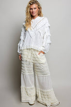 Load image into Gallery viewer, Pol Clothing Solid Pattern Eyelet Patch High-Rise Lace Knit Pants
