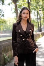 Load image into Gallery viewer, CHOKLATE PARIS Double-breasted velvet blazer with gold buttons
