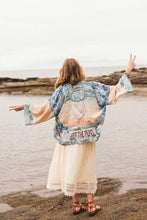 Load image into Gallery viewer, Market of Stars Peace Out Cropped Kimono Pixie Duster with Doves and Sunrise
