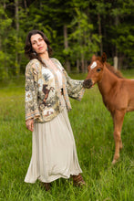 Load image into Gallery viewer, Market of Stars Born to Run Pixie Duster Crop Kimono w/ Horse &amp; Flower Print
