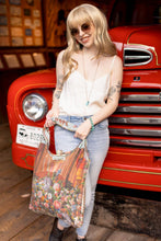 Load image into Gallery viewer, Market of Stars Love Language Heart and Floral Print Linen Tote Bag
