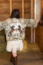 Load image into Gallery viewer, Market of Stars Born to Run Pixie Duster Crop Kimono w/ Horse &amp; Flower Print
