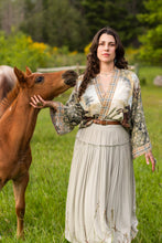 Load image into Gallery viewer, Market of Stars Born to Run Pixie Duster Crop Kimono w/ Horse &amp; Flower Print
