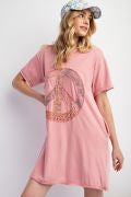 Load image into Gallery viewer, Easel Peace Patch Washed Cotton Jersey Tunic Dress
