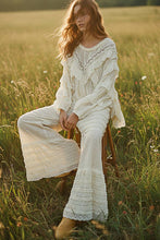 Load image into Gallery viewer, Pol Clothing Eyelet Ruffle Raw Edge Trim Lace Solid Knit Top

