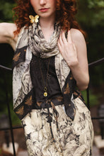 Load image into Gallery viewer, Market of Stars Honey &amp; The Moon Scarf with Neutral Floral Print &amp; Bees
