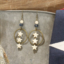 Load image into Gallery viewer, The Primitive Peddler Stars In The Night Sky Dangle Drop Earrings
