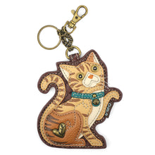 Load image into Gallery viewer, Chala Coin Purse/Key Fob Tabby Cat/Orange

