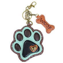 Load image into Gallery viewer, Chala Coin Purse/Key Fob Paw Print Teal
