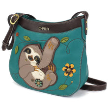 Load image into Gallery viewer, Chala Crescent Crossbody Sloth Turquoise
