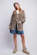 Easel Cable Knitted Sweater Cardigan