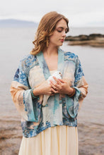 Load image into Gallery viewer, Market of Stars Peace Out Cropped Kimono Pixie Duster with Doves and Sunrise
