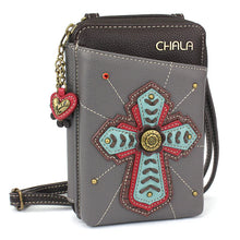 Load image into Gallery viewer, Chala Wallet Crossbody Chevron Cross Gray
